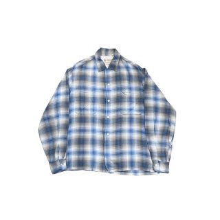 1960s!! Vintage "TOWNCRAFT" shadow plaid rayon shirt (Ź)