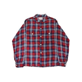 1950s!! Vintage "TOWNCRAFT" rayon check shirt (Ź)