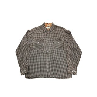 1940-50s!! Vintage "WESTMOOR" rayon check shirt (Ź)