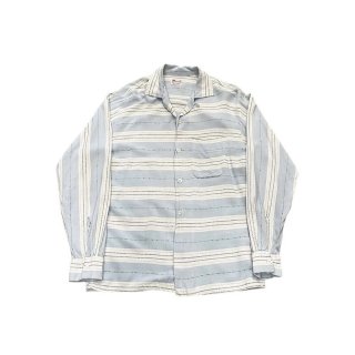 1950s!! Vintage "Gilman" rayon stripe shirt (Ź)