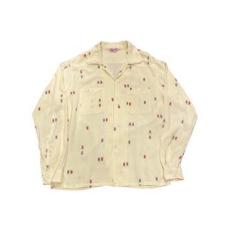 1950s!! Vintage "GROSDALE" rayon design shirt (Ź)