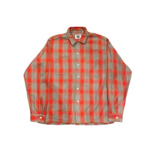 1960s!! "SIR WILLIAM by BLOCK" Vintage shadow plaid cotton shirt (Ź)