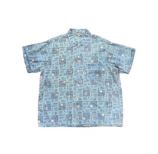 1960s!! "SWIM MATES" Vintage cotton design S/S shirt (Ź)