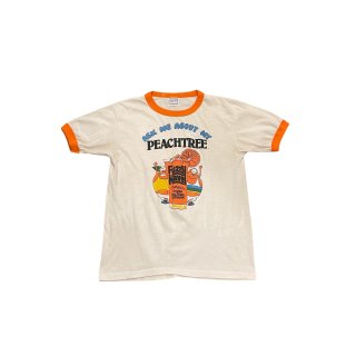 Made in USA!! 1980s "PEACHTREE" design print linger T-shirt (Ź) 