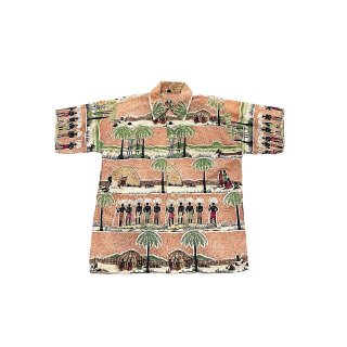 1950s!! "" Vintage african design cotton  S/S shirt (Ź)