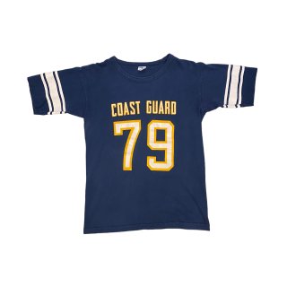 1970s!! "COAST GUARD" champion football print T-shirts(Ź)