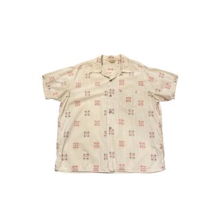 1950s!! Vintage mulch design cotton S/S shirt (Ź) 