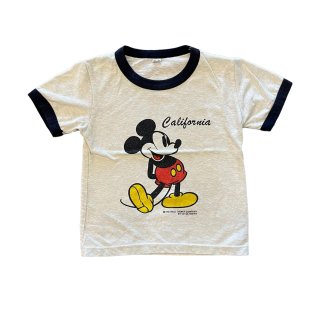 KIDS ITEM 1970sdisney ringer T-shirts "Mickey Mouse" (Ź)