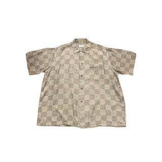 1960s!! "mort cooper" silkrayon design check S/S shirt (Ź) 