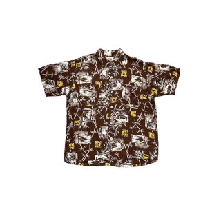 1950s!! "KAHANAMOKU" Vintage hawaiian rayon S/S shirt (Ź) 