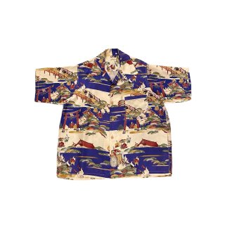 1950s!! "Japanese style" Vintage silk S/S shirt (Ź) 