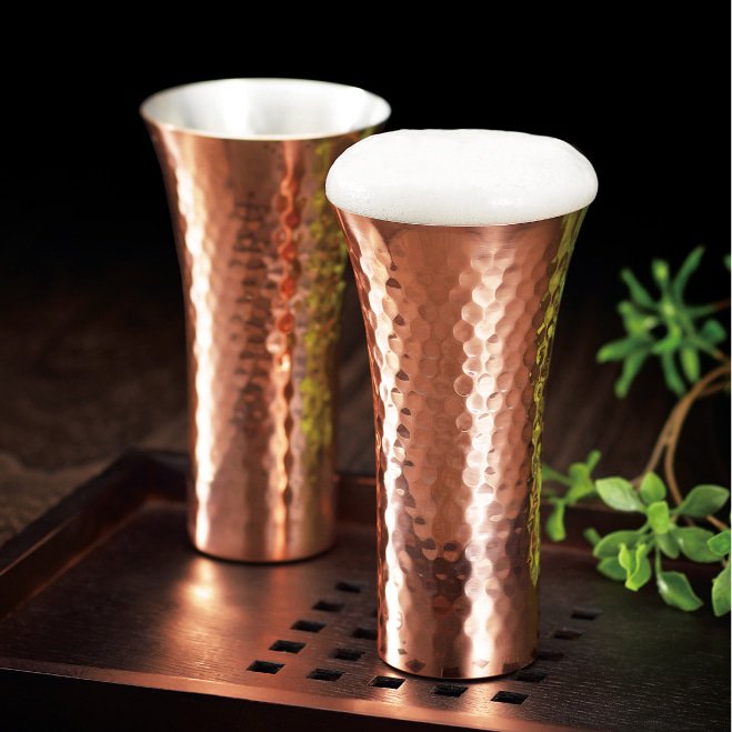 【食楽工房】純銅ビアカップ 380ml 2PCセット木箱入 | 和モダンなデザインの銅製ビアカップ - asahi-spoon