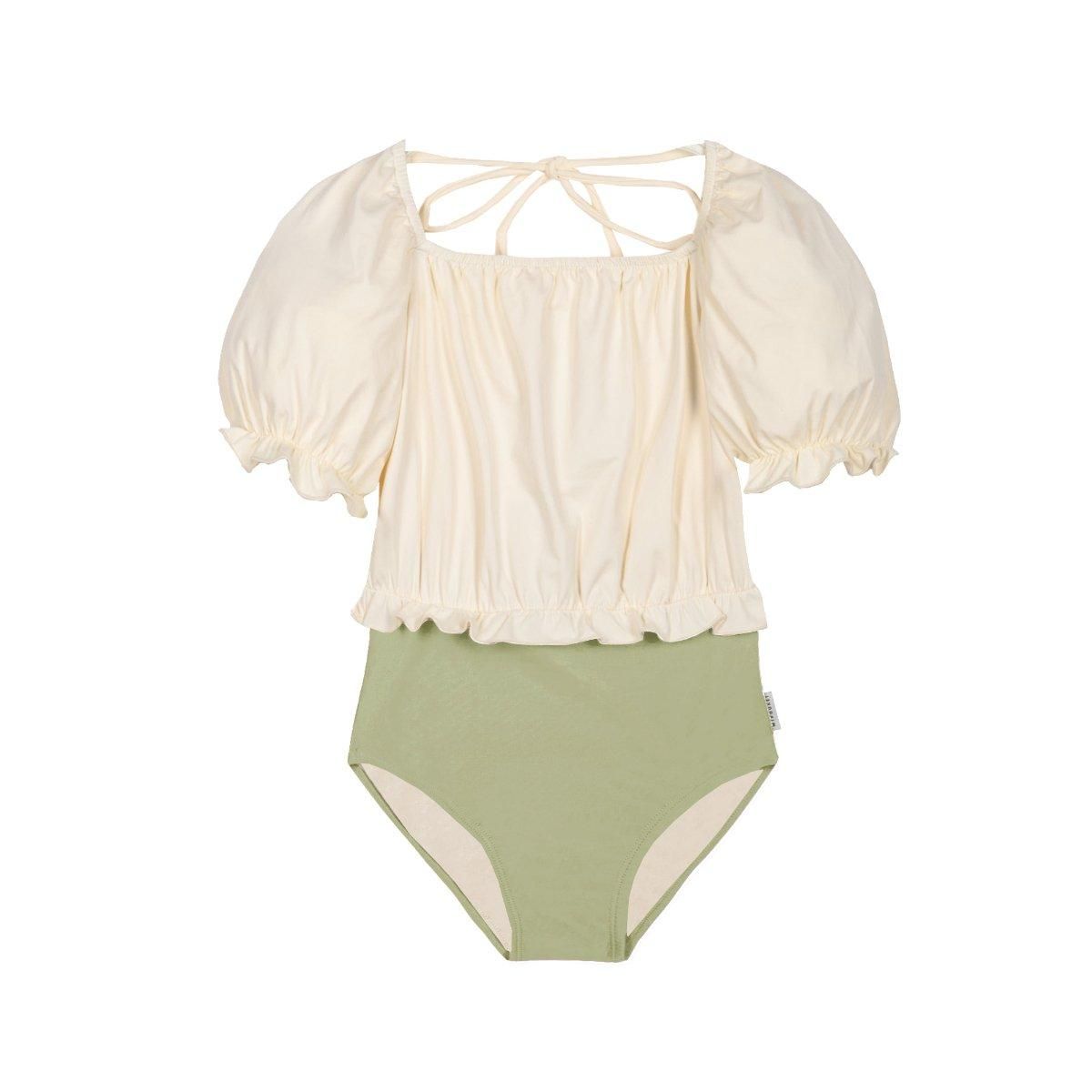 <img class='new_mark_img1' src='https://img.shop-pro.jp/img/new/icons21.gif' style='border:none;display:inline;margin:0px;padding:0px;width:auto;' />50%OFF 饹1 MIPOUNET ELISA BLOCK COLOR SWIMSUIT(ECRU/GREEN)4Y