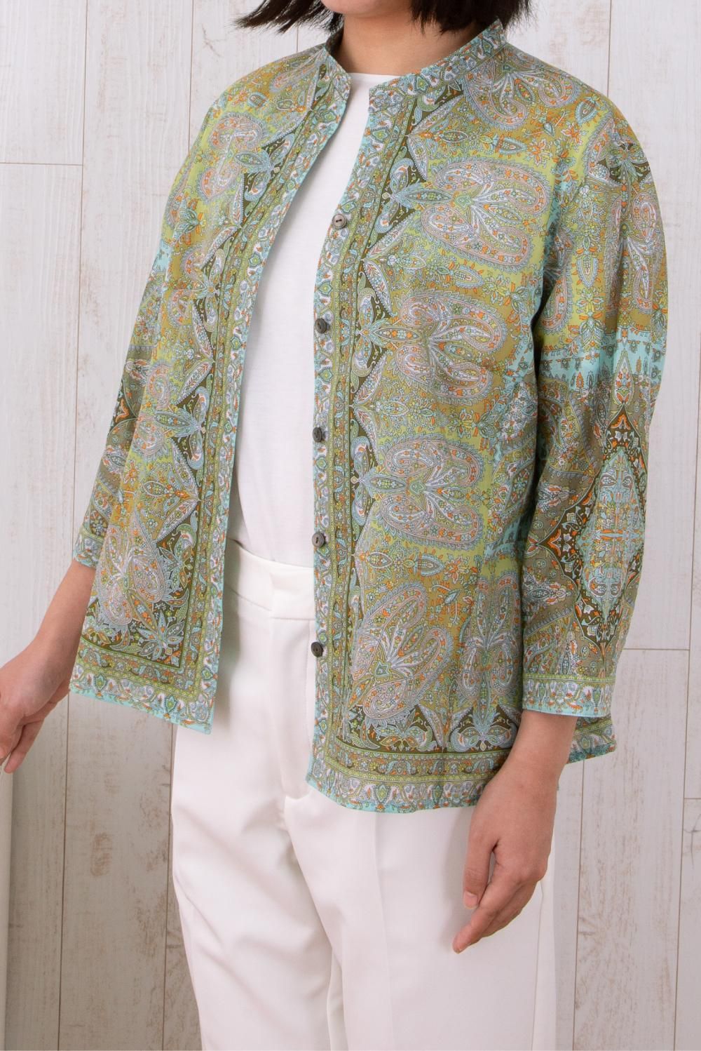 スタンドカラーブラウス テヘラン カーキ  