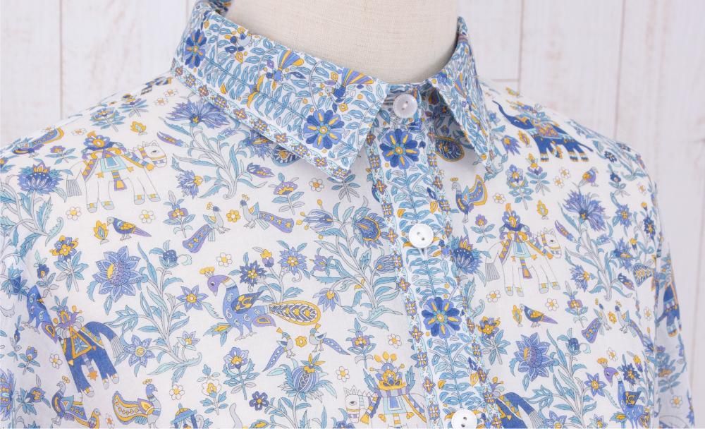 ティアード切替シャツブラウス  バローダ  サックスホワイト