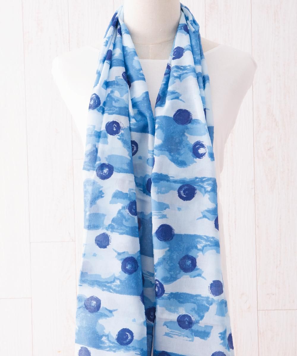 KYOTO BLUE 綿ローンスカーフ Welling of Water - 山本仁商店