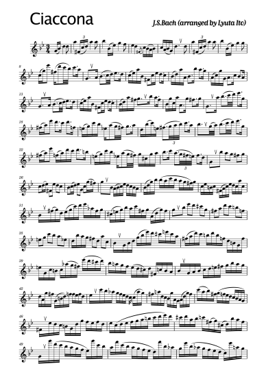 無伴奏ヴァイオリン・パルティータ第二番より「シャコンヌ」 J.S.Bach's Chaconne for alto recorder solo  [リコーダー編曲] - 伊藤粒太楽譜販売 LyutaItoMusic
