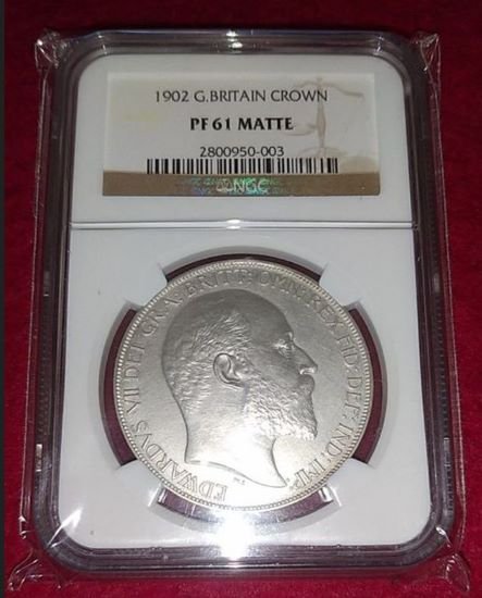 1902 イギリス クラウン銀貨 エドワード７世 マットプルーフ NGC PF61 MATTE - シマダコイン