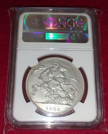 1902 イギリス クラウン銀貨 エドワード７世 マットプルーフ NGC PF61 MATTE - シマダコイン