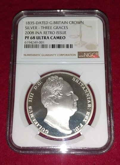 1835 クラウン銀貨 イギリス ウィリアム4世 スリーグレイセス 三美神 英国 NGC PF68 ULTRA CAMEO ファンタジー -  シマダコイン