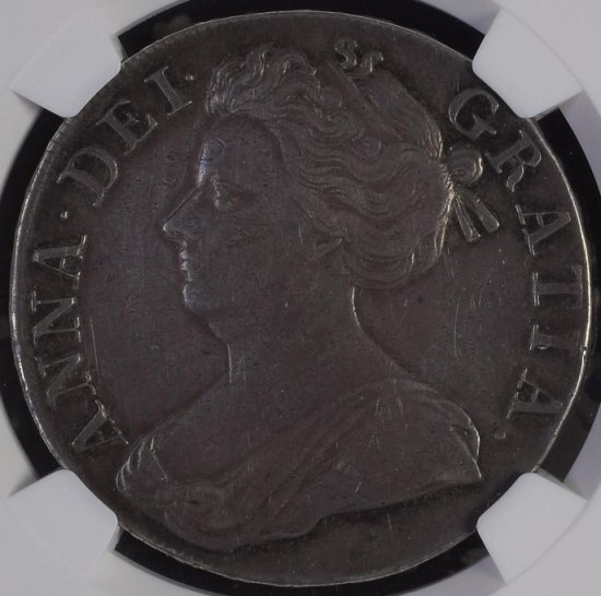 1708 イギリス クラウン銀貨 アン女王 NGC XF40 - シマダコイン