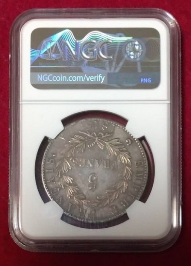 【動画あり】1815 フランス 5フラン銀貨 微トーン 皇帝 ナポレオン1世 百日天下 NGC AU55 - シマダコイン