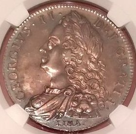動画あり】1746 イギリス クラウン銀貨 トーン ジョージ2世 英国 NGC