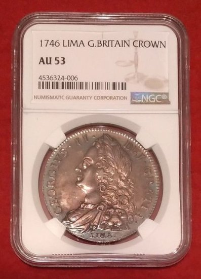 動画あり】1746 イギリス クラウン銀貨 トーン ジョージ2世 英国 NGC AU53 アンティークコイン - シマダコイン