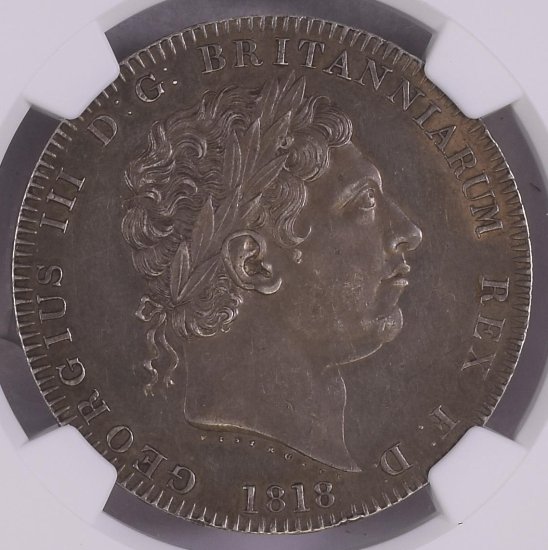 動画あり】1818 クラウン銀貨 ジョージ3世 イギリス 英国 NGC AU58 