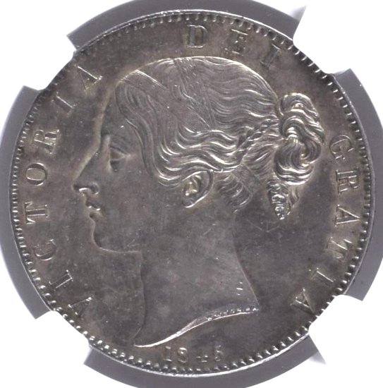 動画有り】1845 イギリス クラウン銀貨 ヴィクトリア女王 英国 MS61