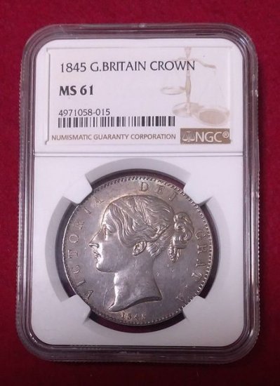 動画有り】1845 イギリス クラウン銀貨 ヴィクトリア女王 英国 MS61 Crown Silver Coin Queen Victoria of  Great Britain - シマダコイン