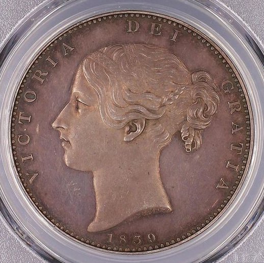 動画あり】1839 イギリス クラウン銀貨 トーン ヴィクトリア女王 英国
