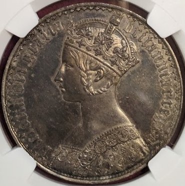 【動画あり】 1847 ヴィクトリア女王 トーン ゴチッククラウン 銀貨 