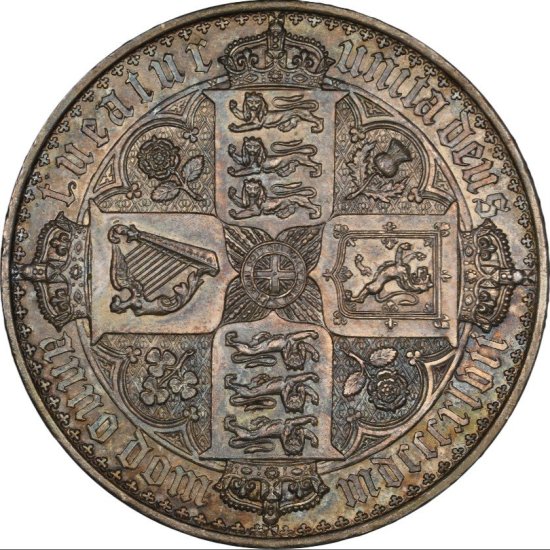 動画あり】 1847 ヴィクトリア女王 トーン ゴチッククラウン 銀貨 NGC 