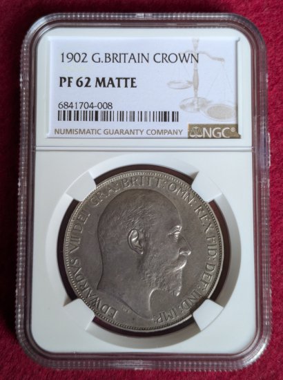 動画あり】1902 イギリス クラウン銀貨 エドワード７世 マットプルーフ NGC PF62 MATTE - シマダコイン