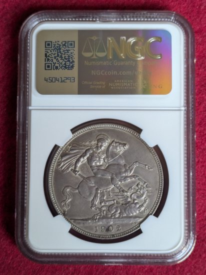 動画あり】1902 イギリス クラウン銀貨 エドワード７世 マットプルーフ NGC PF62 MATTE - シマダコイン