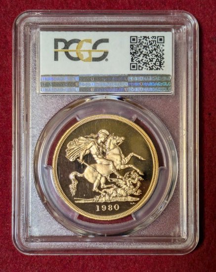 動画あり】1980 イギリス エリザベス2世 5ポンド 金貨 英国 PCGS-PR69 DCAM - シマダコイン