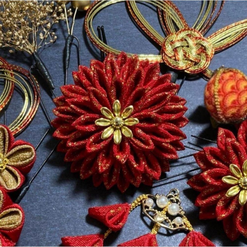 髪飾りセット【紅霞】(こうか) 成人式　和装　七五三 袴　りぼん　つまみ細工 楽天市場】【10％OFF！9/4 20:00 - 9/11 1:59迄】七五三 髪飾り