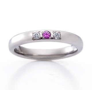 Royal Marriage Ring (RME301FTR) titanium wedding ring with diamonds 0.06ct pink sapphire for women