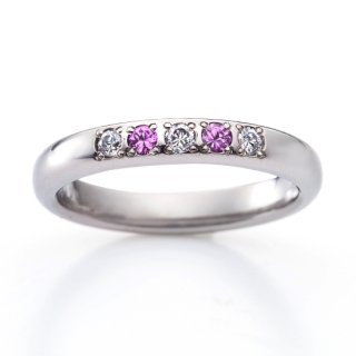 Royal Marriage Ring (RME502FTR) titanium wedding ring with diamonds 0.09ct pink sapphires for women