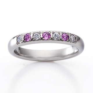 Royal Marriage Ring (RME703FTR) titanium wedding ring with diamonds 0.12ct pink sapphires for women