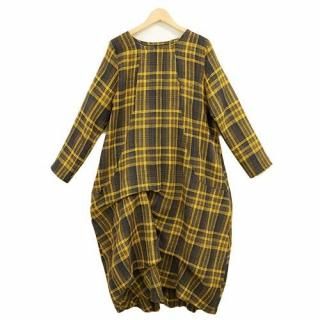 <img class='new_mark_img1' src='https://img.shop-pro.jp/img/new/icons20.gif' style='border:none;display:inline;margin:0px;padding:0px;width:auto;' />【ふんわり包む大人チェック】体型カバーが叶うコクーンシルエットワンピース