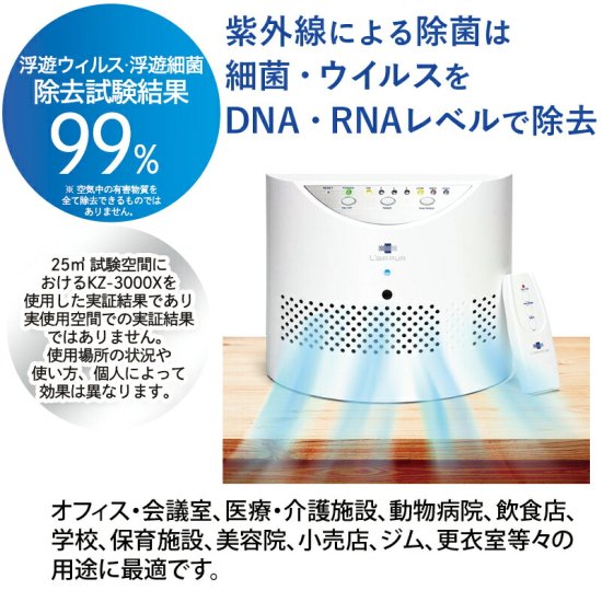 US製 日本初上陸 】 紫外線とオゾンの力で除菌・消臭！ 空気清浄機 L