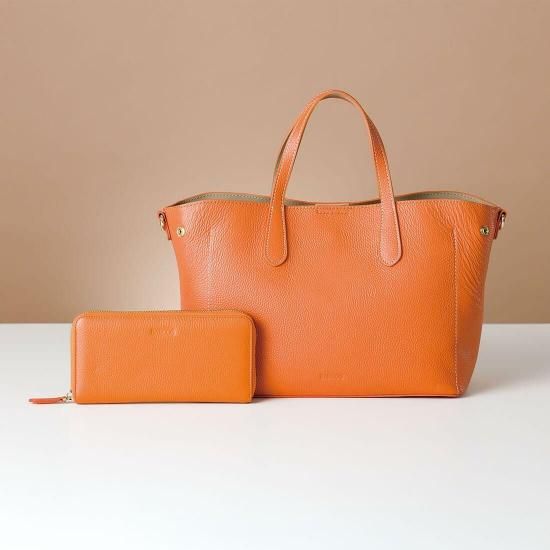 シュリンクレザーハンドバッグ＆財布＜ユニバーサルセット