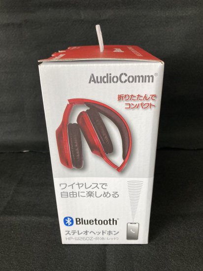 オーム電機 AudioComm Bluetoothステレオヘッドホン ワイヤレス レッド HP-W260Z-R 03-0344 OHM - 横浜サポート