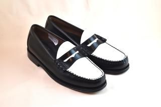 G.H.BASS LARSON BLACKWHITE COMBI LEATHER/LEATHER SOLE