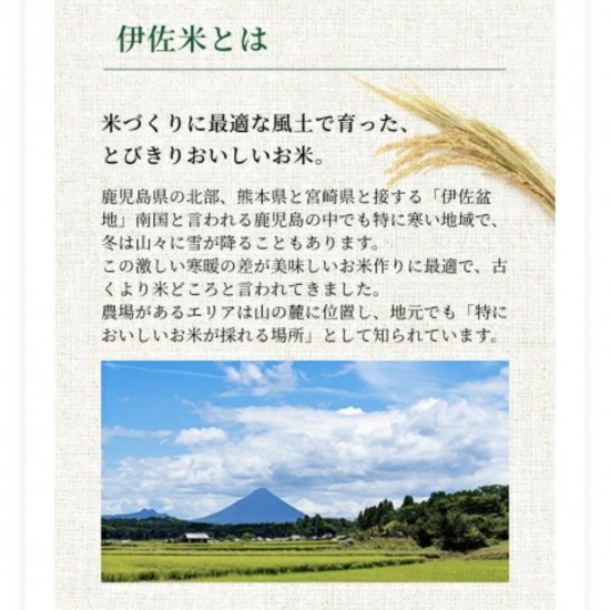 令和6年産 伊佐米ヒノヒカリ(鹿児島県伊佐市)風袋込み10kg(内容量9.5kg)送料別途 - 南国やまみどり