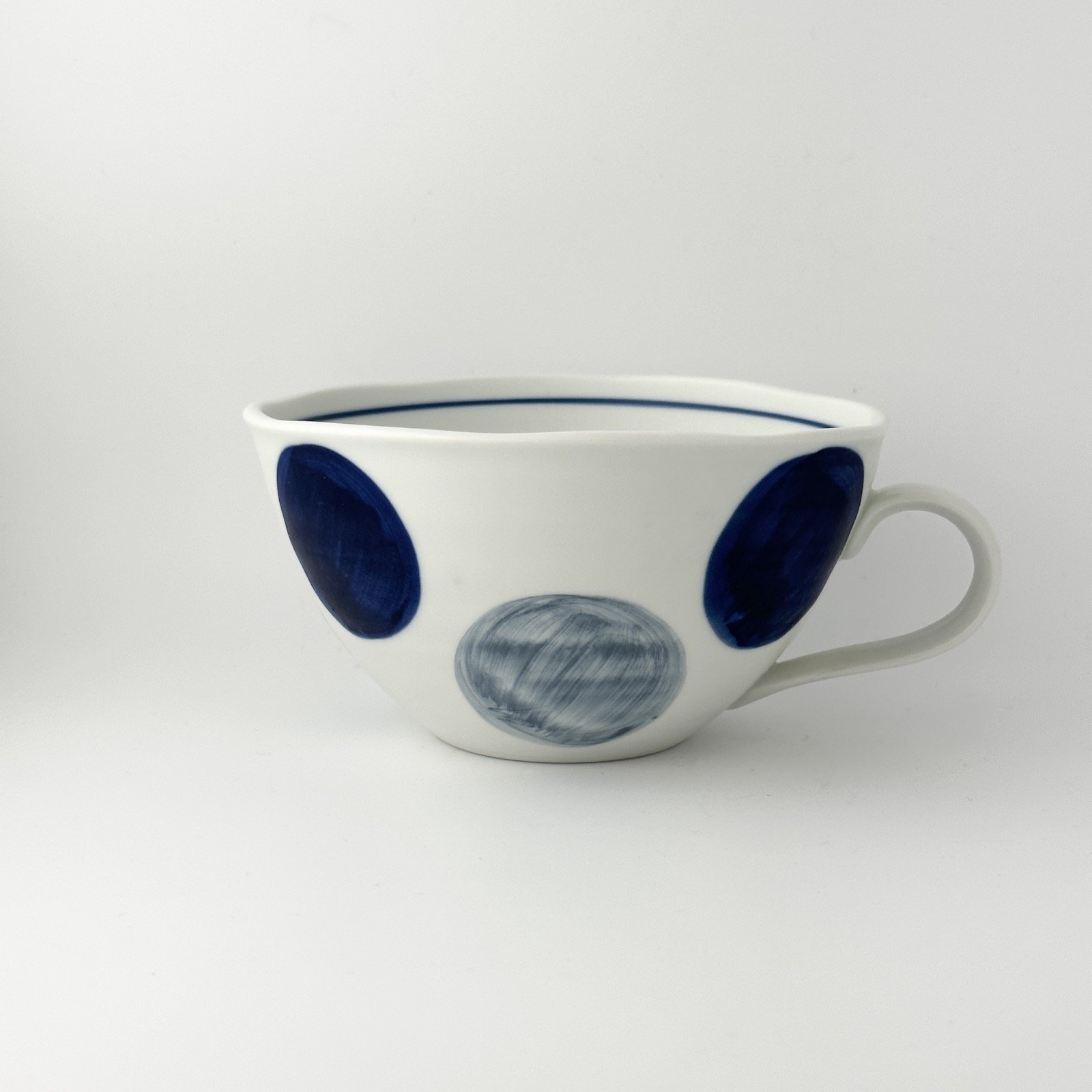 丸紋 スープカップ 青