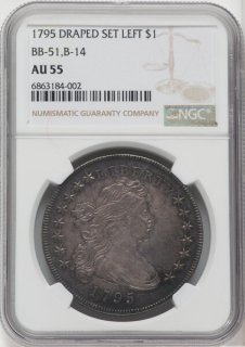 1795ǯDraped Bust, Off-Center, B-14, BB-51η֡ˡꥫɥߡNGC AU55 