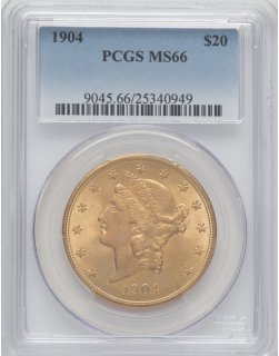 1904ǯꥫ20ɥХƥߡPCGS MS66